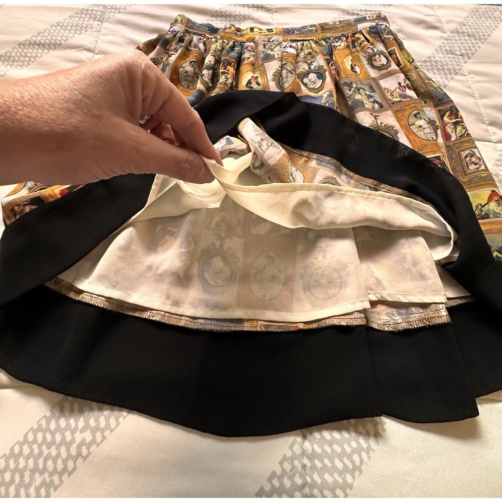 ANTIPODIUM London 100% Silk Mini Skirt "Exclusive Print" Renaissance Art US 6 - Picture 14 of 15